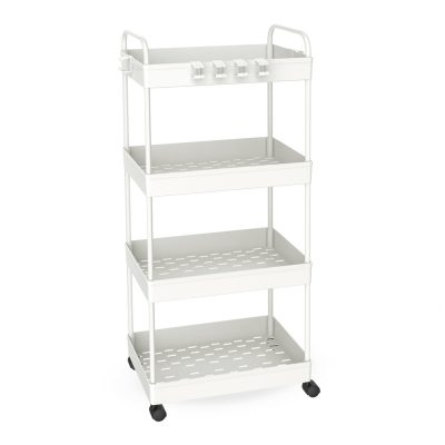 Gurulós polcos kocsi, 4 kosaras, fehér, 96 cm