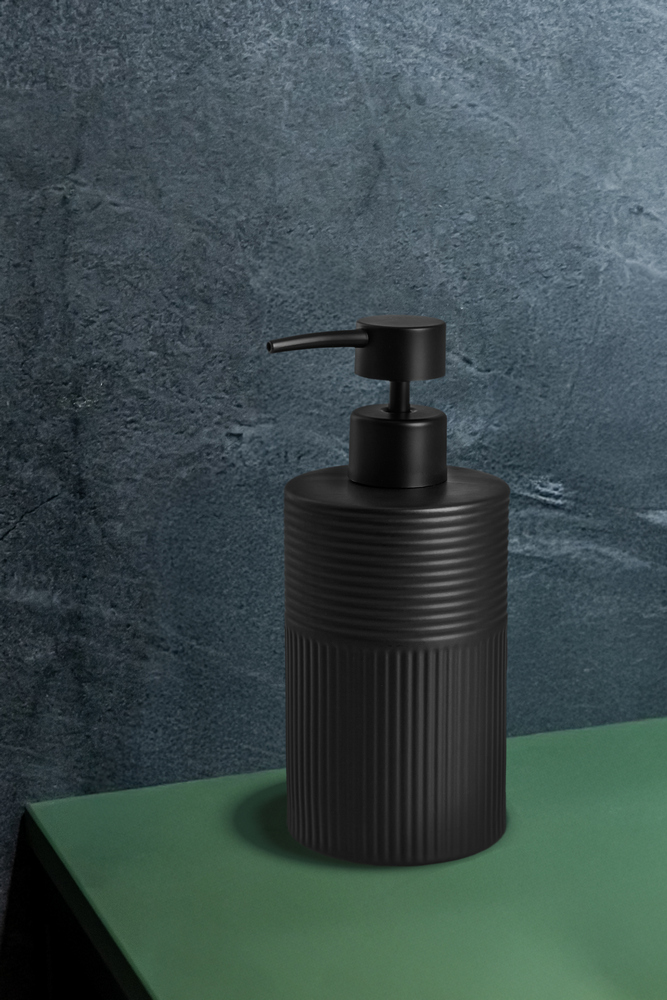 Szappanadagoló, Tusa, kőagyag, fekete, 400 ml – 2. kép