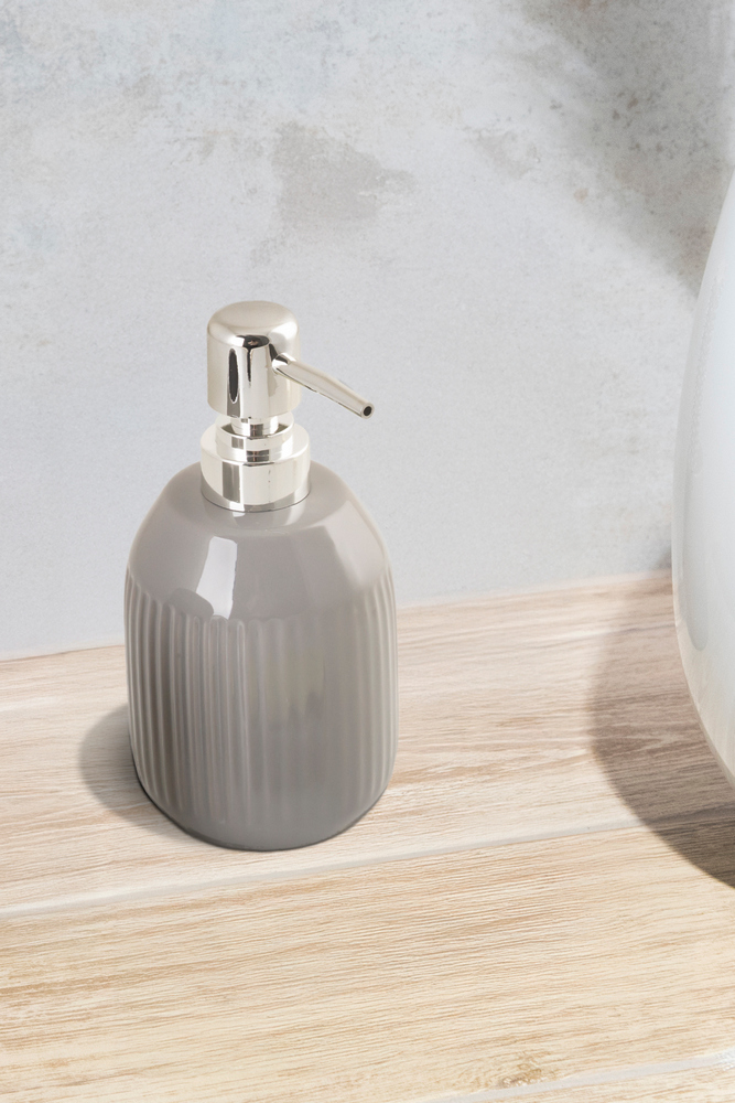 Szappanadagoló, Tierra, kőagyag, fényes szürke, 400 ml – 2. kép