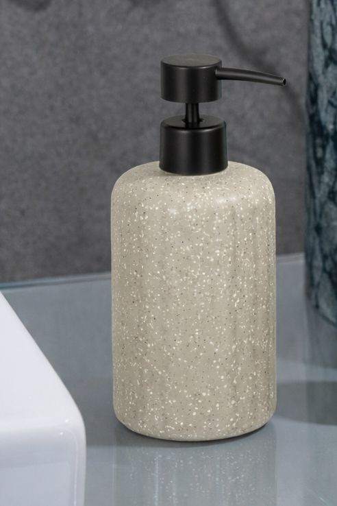 Szappanadagoló, Peru, kőagyag, barna pettyes, 450 ml – 2. kép