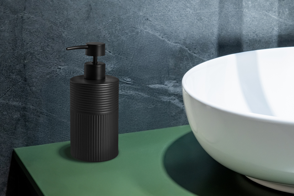 Szappanadagoló, Tusa, kőagyag, fekete, 400 ml – 3. kép