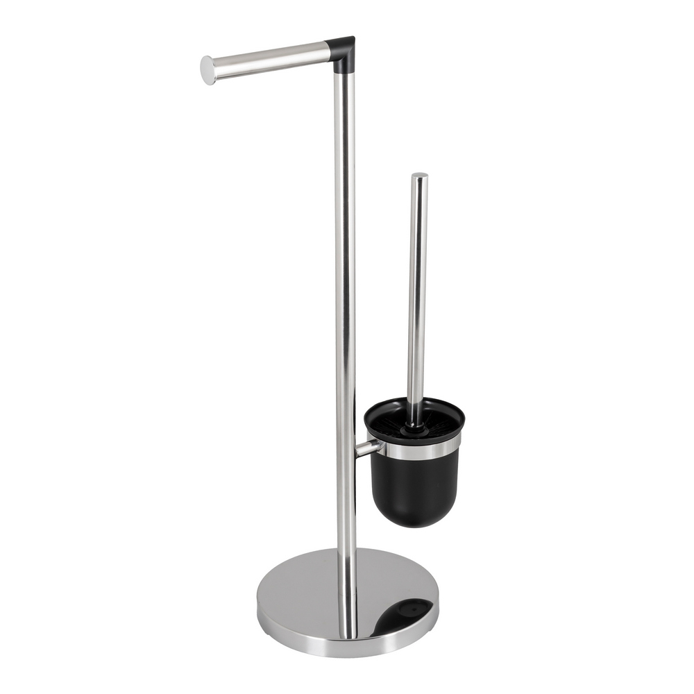 WC-garnitúra állvány, függesztett kefével, ezüst–fekete – 4. kép